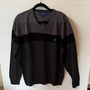 U.S. Polo Assn. Men's Charcoal and Black V-Neck Sweater
